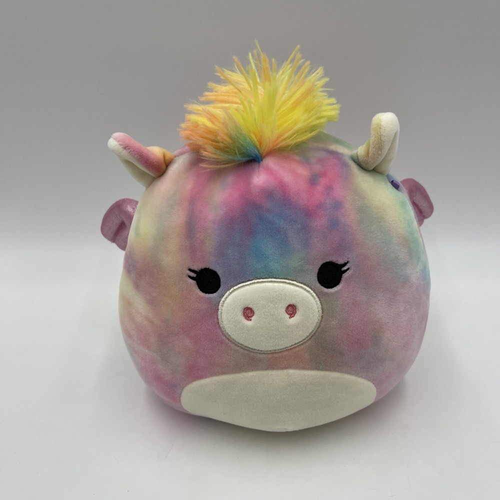 New Squishmallow Jaime Tie Dye Rainbow Pegasus Shiny  Wings Plush 8‎ inch #027
